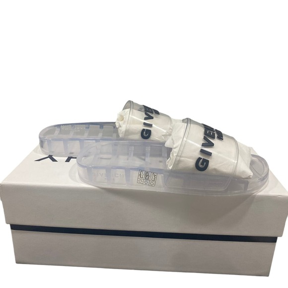 Givenchy Clear Logo Rubber Womens Pool Slide Sandal 38 - Picture 2 of 7